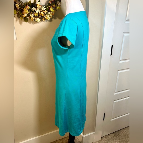 Toad & Co Tech Tomboy Crew Neck Cap Sleeves Performance Dress in Turquoise Sz S - Picture 7 of 10